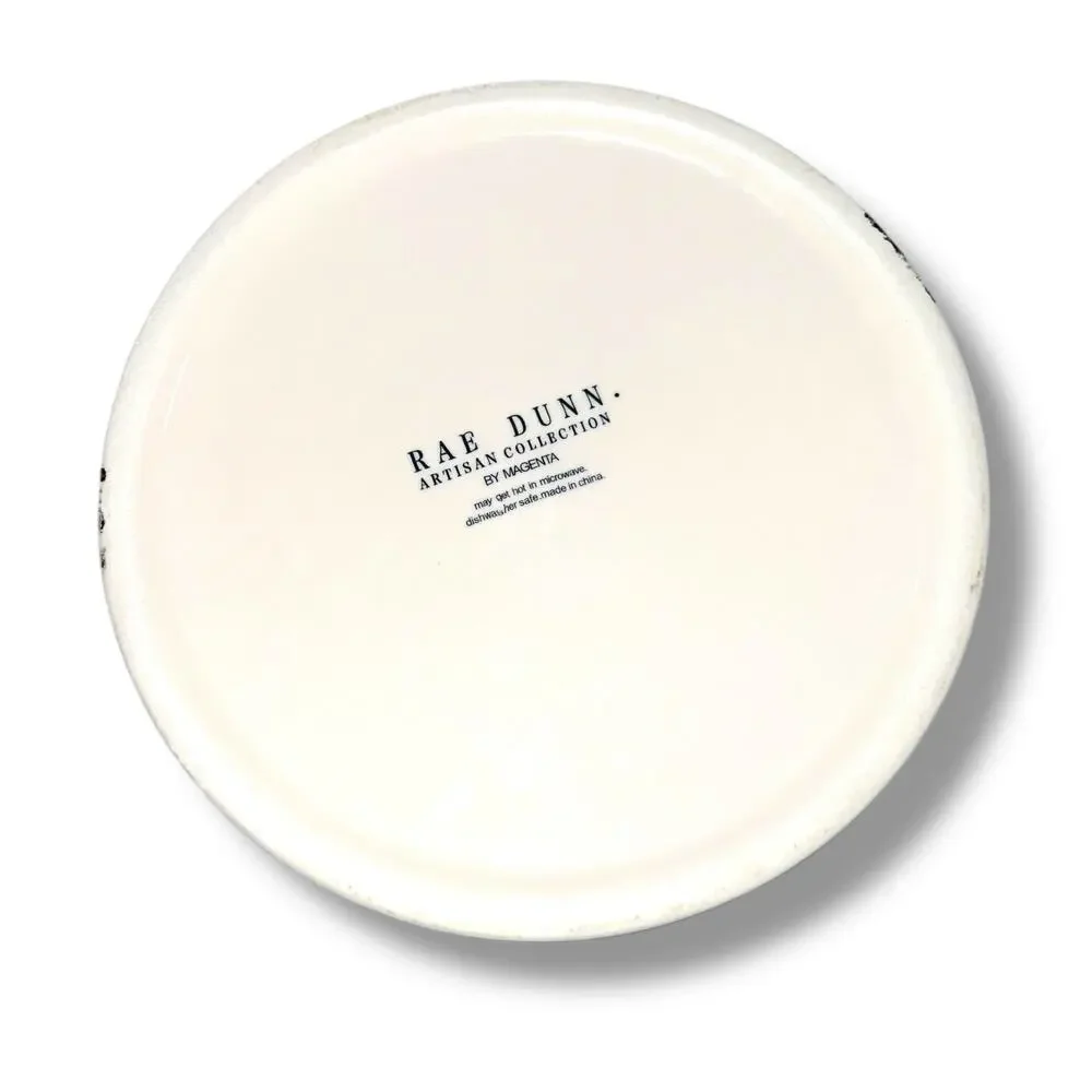 Rae Dunn Pet Dog Cat Dishes Food Bowls Nibble Devour Ceramic White Black Blue